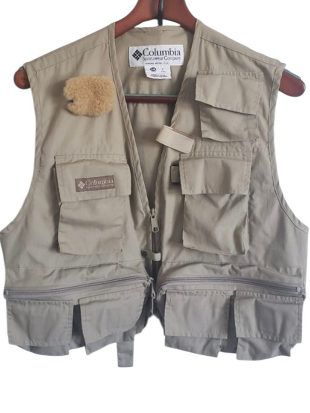 Vintage 1999 Columbia Henrys Fork Fly Fishing Vest Mens Khaki Small-Medium